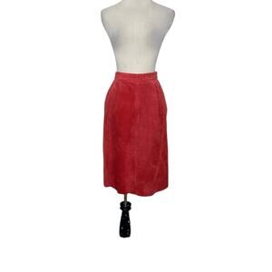 Toffs red leather suede vintage pleaded skirt size 6